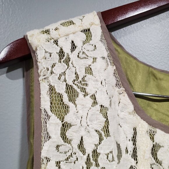 Sundance Women's Dress Mesh Lace Overlay Ivory Green Romantic Boho Sleeveless 14 - Picture 9 of 14